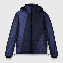 Куртка зимняя мужская Синие и тёмные полосы, цвет: 3D-красный