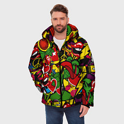 Куртка зимняя мужская Хиппи, знаки, позитифф, цвет: 3D-светло-серый — фото 2