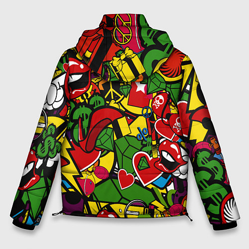 Мужская зимняя куртка Хиппи, знаки, позитифф / 3D-Красный – фото 2