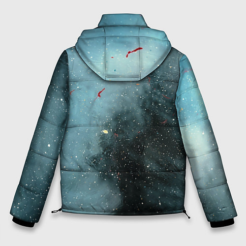 Мужская зимняя куртка Синий дым и остатки красок / 3D-Красный – фото 2