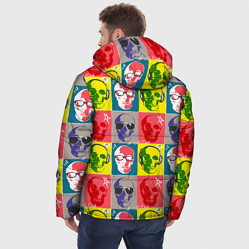 Мужская зимняя куртка Черепа в паттерне / 3D-Красный – фото 4