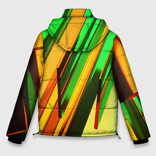 Мужская зимняя куртка Зелёные и оранжевые пластины / 3D-Красный – фото 2