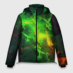 Куртка зимняя мужская Зеленое свечение молния, цвет: 3D-красный