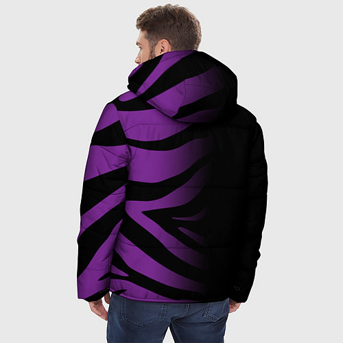 Мужская зимняя куртка Фиолетовый с черными полосками зебры / 3D-Черный – фото 4
