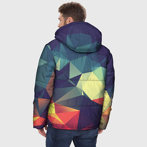 Мужская зимняя куртка Разноцветный полигональный узор / 3D-Черный – фото 4