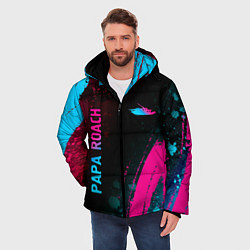 Куртка зимняя мужская Papa Roach - neon gradient: надпись, символ, цвет: 3D-черный — фото 2