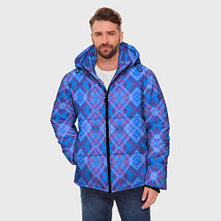 Куртка зимняя мужская Геометрический рисунок из розовых линий на синем ф, цвет: 3D-черный — фото 2