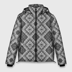 Куртка зимняя мужская Геометрический узор черно белые ромбы, цвет: 3D-черный