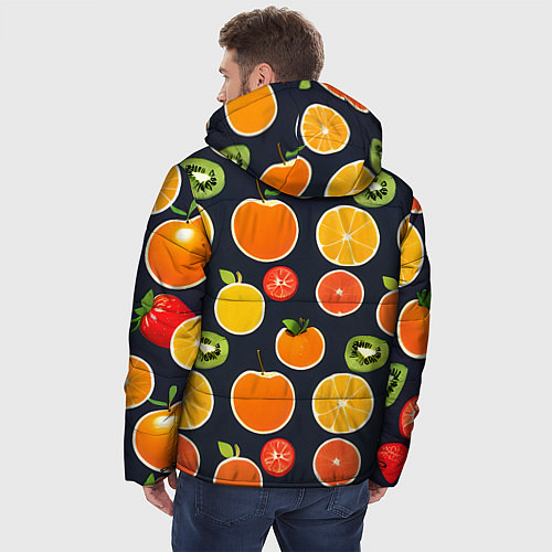 Мужская зимняя куртка Фрукты и ягоды / 3D-Красный – фото 4