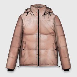 Куртка зимняя мужская Мужской торс качка с мышцами - идеальное тело с му, цвет: 3D-черный
