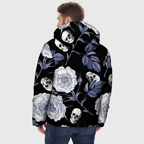 Мужская зимняя куртка Черепа с розами / 3D-Черный – фото 4