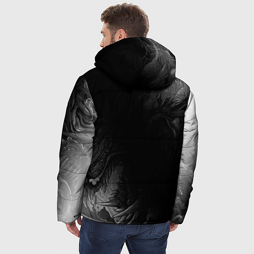 Мужская зимняя куртка Skyrim glitch на темном фоне: надпись, символ / 3D-Черный – фото 4