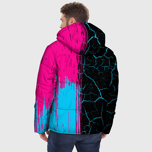 Мужская зимняя куртка Radiohead - neon gradient: по-вертикали / 3D-Черный – фото 4