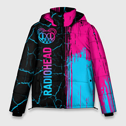 Куртка зимняя мужская Radiohead - neon gradient: по-вертикали, цвет: 3D-черный