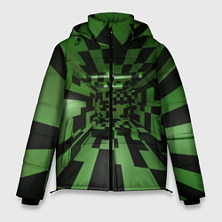 Куртка зимняя мужская Чёрно-зелёный геометрический коридор, цвет: 3D-черный