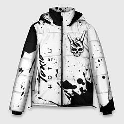 Куртка зимняя мужская Tokio Hotel и рок символ на светлом фоне, цвет: 3D-черный