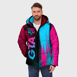 Куртка зимняя мужская GTA - neon gradient: по-вертикали, цвет: 3D-черный — фото 2