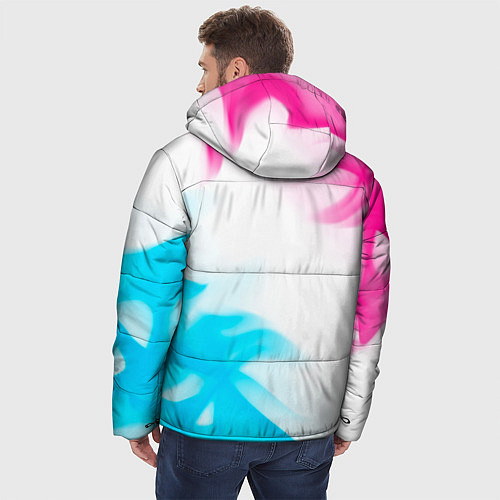 Мужская зимняя куртка Quake neon gradient style: надпись, символ / 3D-Черный – фото 4