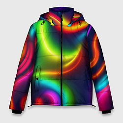 Куртка зимняя мужская Неоновые радужные разводы, цвет: 3D-светло-серый