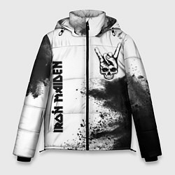Куртка зимняя мужская Iron Maiden и рок символ на светлом фоне, цвет: 3D-черный