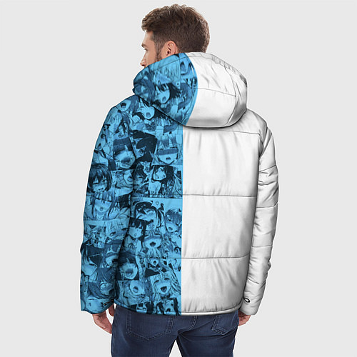Мужская зимняя куртка Ахегао на белом фоне / 3D-Черный – фото 4