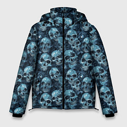 Куртка зимняя мужская Синие черепа, цвет: 3D-светло-серый
