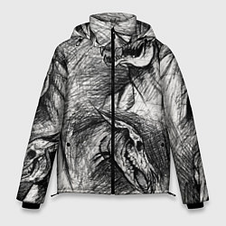 Куртка зимняя мужская Черепа лошадей - эскиз, цвет: 3D-светло-серый