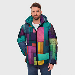 Куртка зимняя мужская Современные геометрические фигуры, цвет: 3D-черный — фото 2