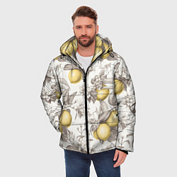 Куртка зимняя мужская Лимоны - винтаж графика: паттерн, цвет: 3D-светло-серый — фото 2