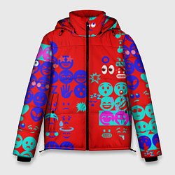 Куртка зимняя мужская Смайлы для настроения, цвет: 3D-красный