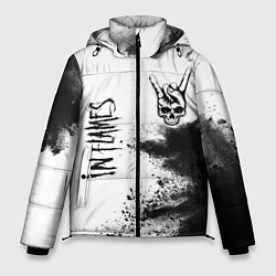 Куртка зимняя мужская In Flames и рок символ на светлом фоне, цвет: 3D-черный