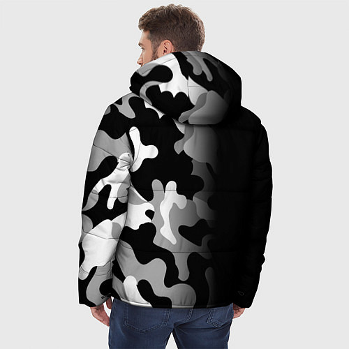Мужская зимняя куртка Sally Face glitch на темном фоне: по-вертикали / 3D-Черный – фото 4