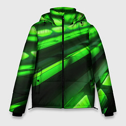 Куртка зимняя мужская Green neon abstract, цвет: 3D-светло-серый