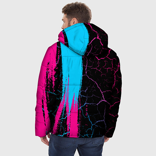 Мужская зимняя куртка Gears of War - neon gradient: по-вертикали / 3D-Черный – фото 4
