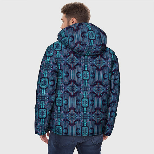 Мужская зимняя куртка Сине-фиолетовый киберпанк / 3D-Черный – фото 4