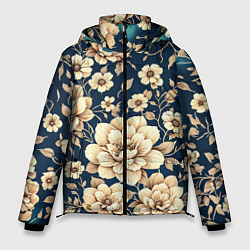 Куртка зимняя мужская Золотые цветы узор, цвет: 3D-светло-серый