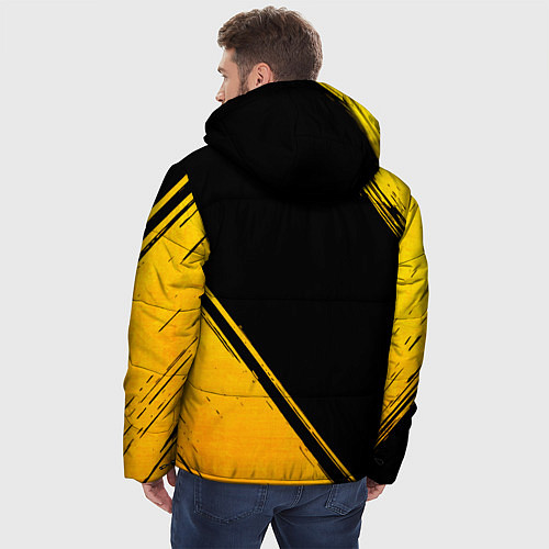 Мужская зимняя куртка Evangelion - gold gradient: надпись, символ / 3D-Черный – фото 4