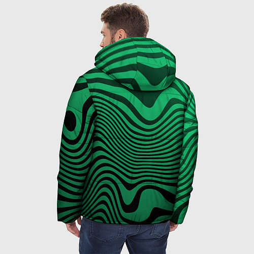 Мужская зимняя куртка Абстрактный узор волн / 3D-Черный – фото 4