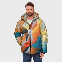 Куртка зимняя мужская Жемчужина - градиент из полигональных треугольнико, цвет: 3D-светло-серый — фото 2
