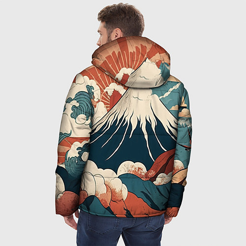 Мужская зимняя куртка Ретро Фудзияма / 3D-Черный – фото 4