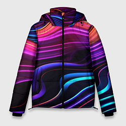 Куртка зимняя мужская Неоновые волны, цвет: 3D-черный