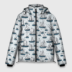 Куртка зимняя мужская Кораблики паттерн, цвет: 3D-светло-серый