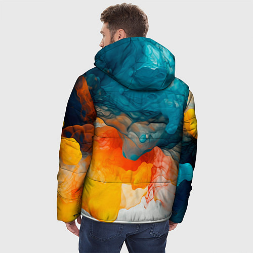 Мужская зимняя куртка Синяя и оранжевая жидкости / 3D-Светло-серый – фото 4