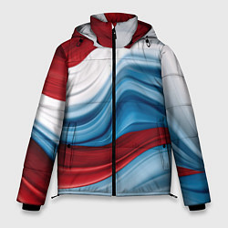 Куртка зимняя мужская Белые синие красные волны, цвет: 3D-черный