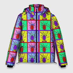 Куртка зимняя мужская Кактусы психодел, цвет: 3D-черный