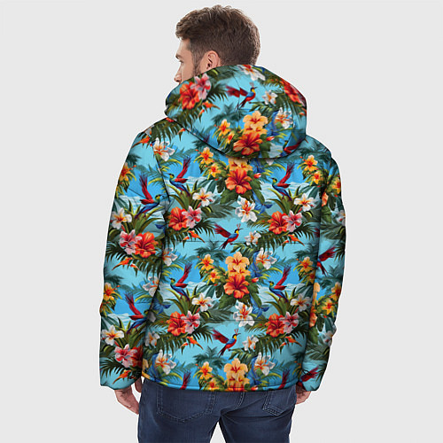 Мужская зимняя куртка Паттерн с цветами / 3D-Черный – фото 4