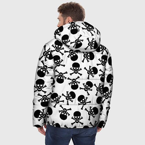 Мужская зимняя куртка Черепа и кости паттерном / 3D-Черный – фото 4