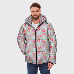 Куртка зимняя мужская Яркая геометрия, цвет: 3D-светло-серый — фото 2