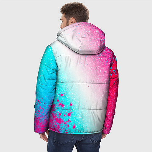 Мужская зимняя куртка Skyrim neon gradient style: надпись, символ / 3D-Черный – фото 4