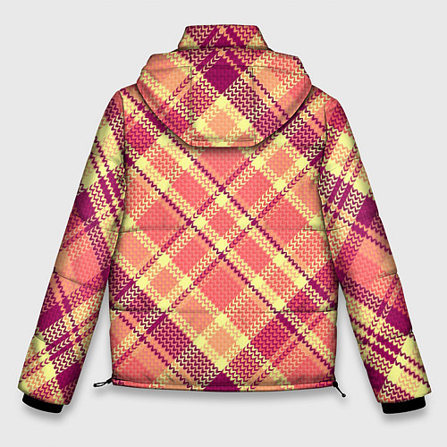 Мужская зимняя куртка Орнамент красные желтые розовые клетки / 3D-Красный – фото 2